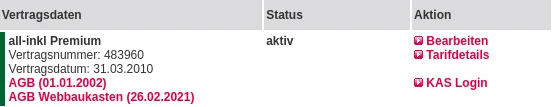 All-Inkl.com Webhosting Vertragsdaten