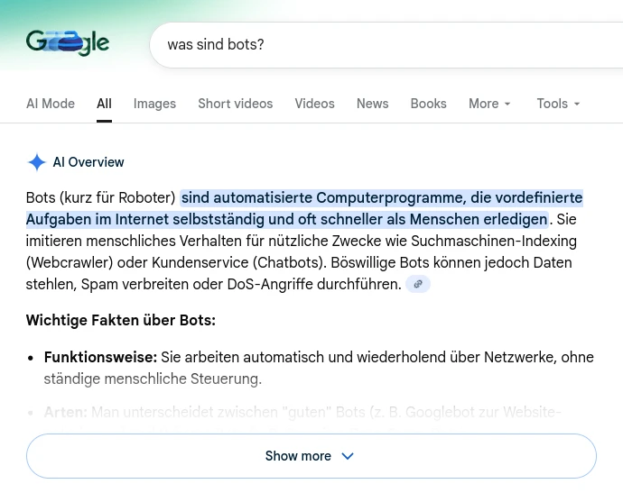 Google KI-Snippet