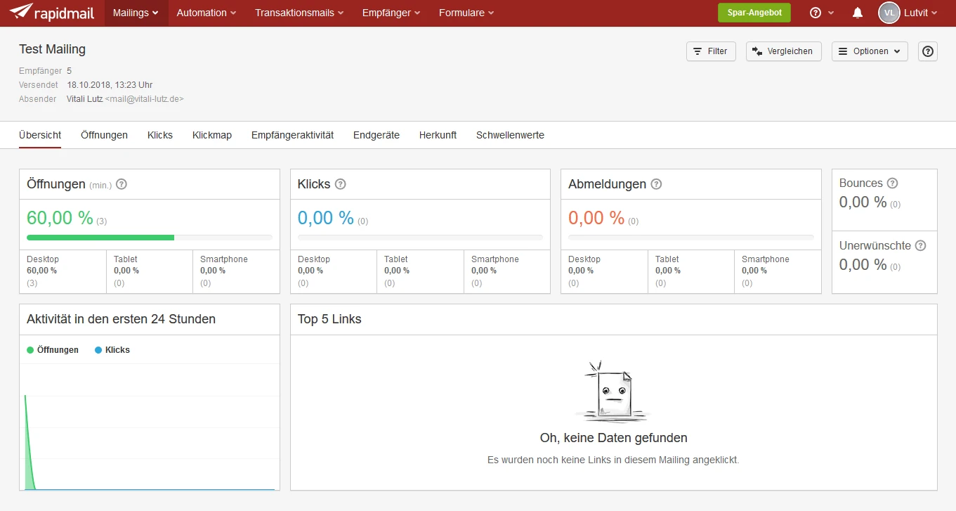 Ausführliche E-Mail-Statistiken bei Rapidmail